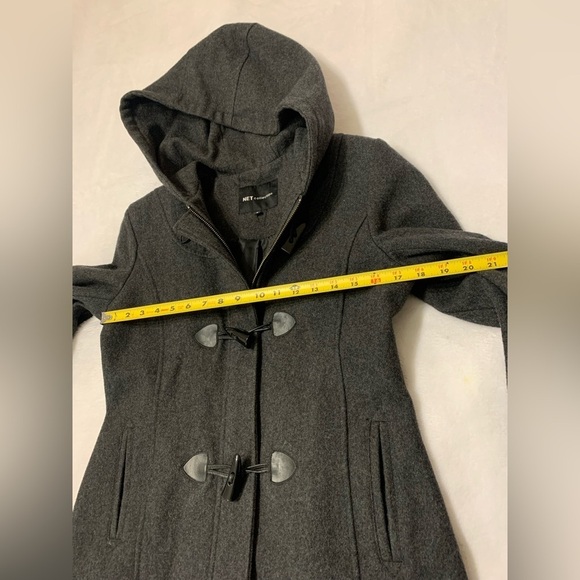 Net Collection Women's Stylish Pea Coat Jacket Hood Pockets Gray Wool Size 8 - Picture 5 of 9